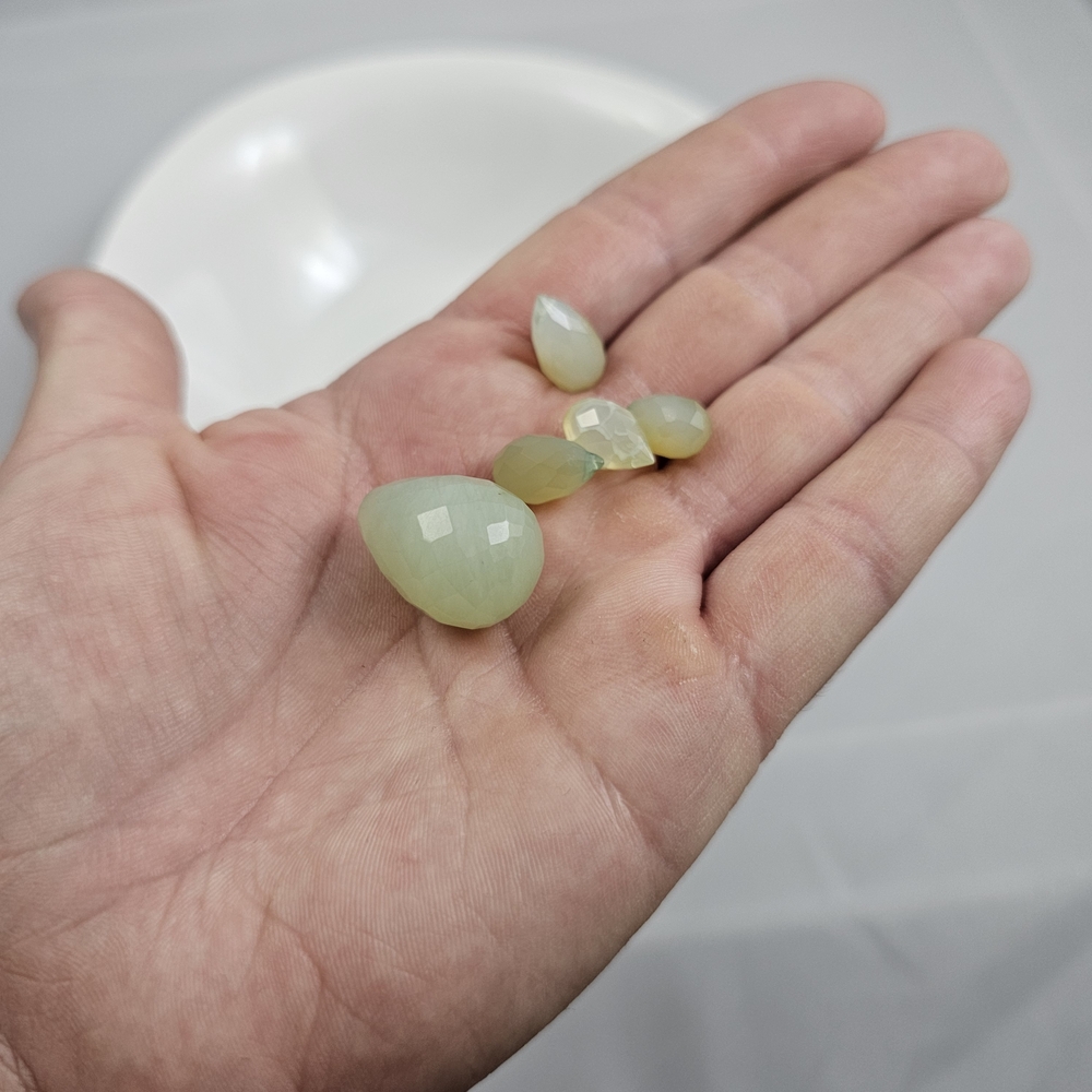 Green Quartz Faceted Teardrop Gemstone Beads Lot